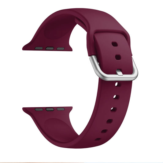Single-color Silicone Buckle Strap Watch Band For Apple Watch Series 9&8&7 41mm / SE 3&SE 2&6&SE&5&4 40mm / 3&2&1 38mm(Wine Red) by buy2fix