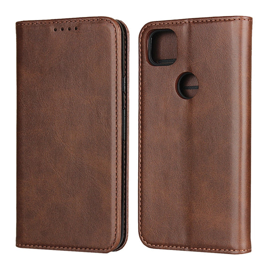 For Google Pixel 4a 4G Calf Texture Magnetic Horizontal Flip Leather Case with Holder & Card Slots & Wallet(Brown) - Google Cases by buy2fix | Online Shopping UK | buy2fix
