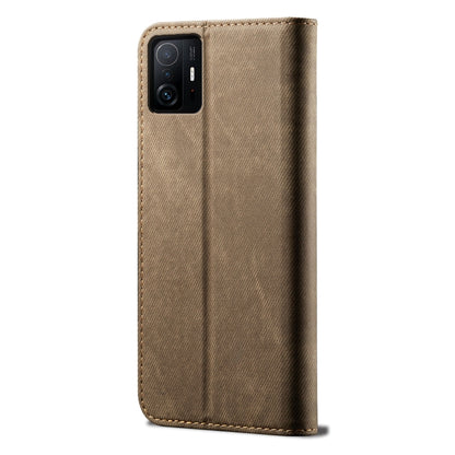 For Xiaomi 11T Pro Denim Texture Casual Style Horizontal Flip Leather Case with Holder & Card Slots & Wallet(Khaki) - Xiaomi Cases by buy2fix | Online Shopping UK | buy2fix