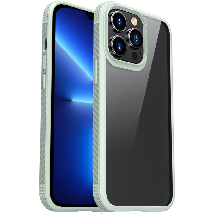For iPhone 13 Pro Max MG Series Carbon Fiber TPU + Clear PC Four-corner Airbag Shockproof Case (Green) - iPhone 13 Pro Max Cases by buy2fix | Online Shopping UK | buy2fix
