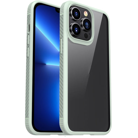 For iPhone 13 Pro Max MG Series Carbon Fiber TPU + Clear PC Four-corner Airbag Shockproof Case (Green) - iPhone 13 Pro Max Cases by buy2fix | Online Shopping UK | buy2fix