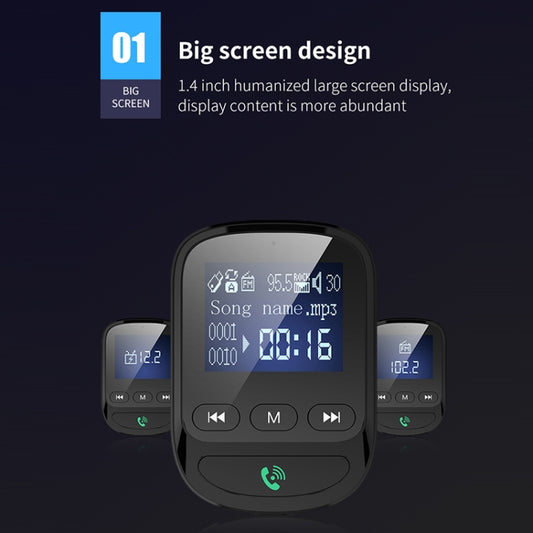 BT06 1.4 inch Car MP3 Player FM Transmitter QC3.0 Quick Charge Support Bluetooth Handsfree / TF Card - Bluetooth Car Kits by buy2fix | Online Shopping UK | buy2fix