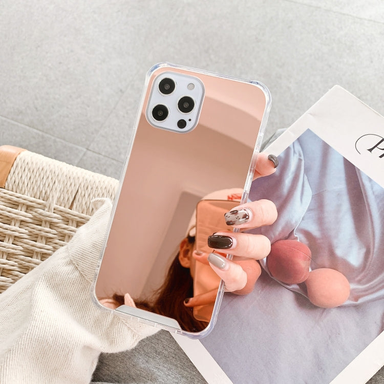 For iPhone 13 Pro Max TPU + Acrylic Four Drop Luxury Plating Mirror Phone Case Cover (Rose Gold) - iPhone 13 Pro Max Cases by buy2fix | Online Shopping UK | buy2fix