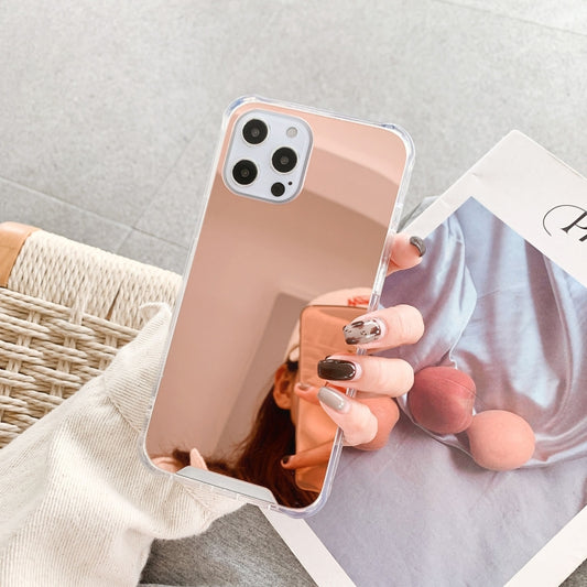 For iPhone 13 Pro Max TPU + Acrylic Four Drop Luxury Plating Mirror Phone Case Cover (Rose Gold) - iPhone 13 Pro Max Cases by buy2fix | Online Shopping UK | buy2fix