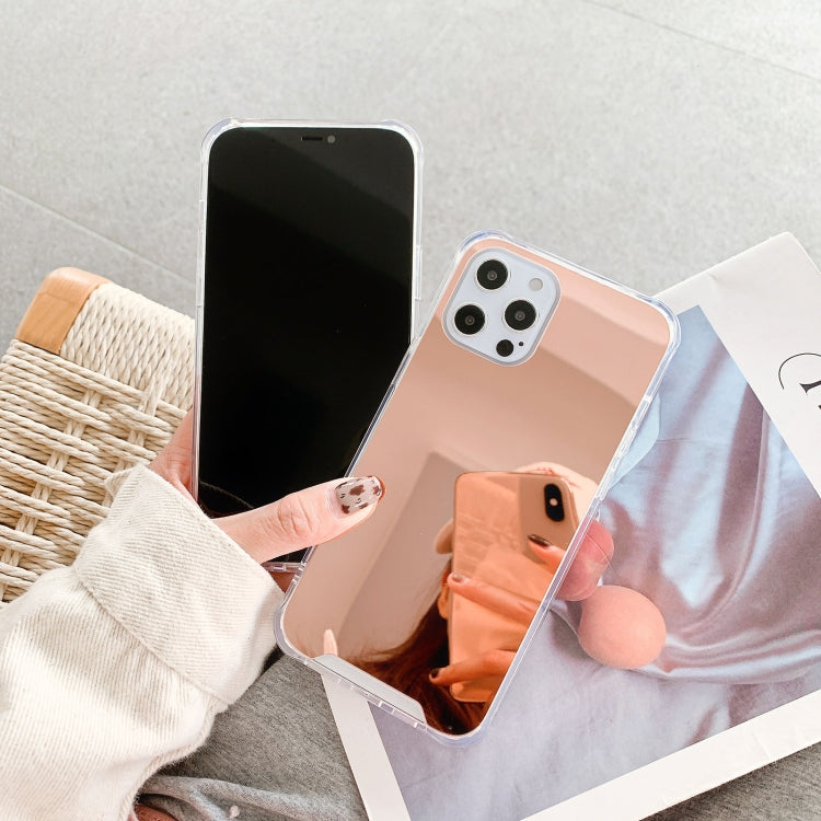 For iPhone 13 Pro Max TPU + Acrylic Four Drop Luxury Plating Mirror Phone Case Cover (Rose Gold) - iPhone 13 Pro Max Cases by buy2fix | Online Shopping UK | buy2fix