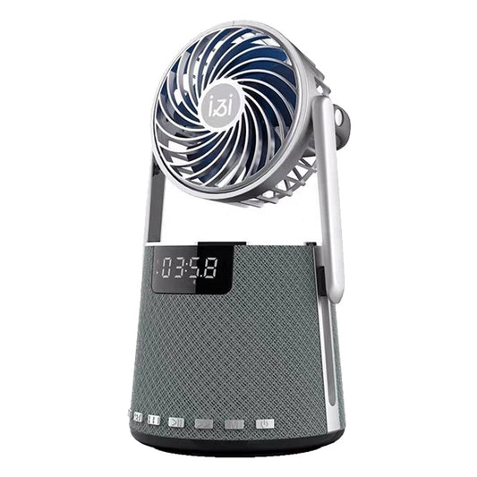 SOAIY K8 Wireless Bluetooth Dual Alarm Clock Speaker with Small Fan(Grey) by buy2fix