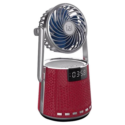 SOAIY K8 Wireless Bluetooth Dual Alarm Clock Speaker with Small Fan(Red) by buy2fix