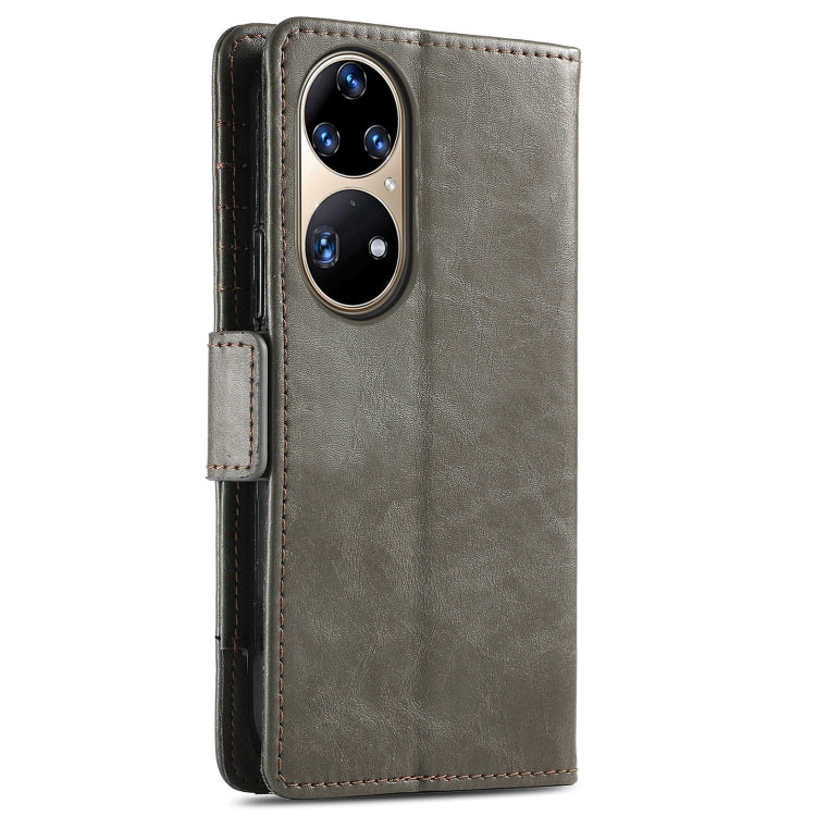 For Huawei P50 Pro CaseNeo Business Splicing Dual Magnetic Buckle Horizontal Flip PU Leather Case with Holder & Card Slots & Wallet(Grey) - Huawei Cases by buy2fix | Online Shopping UK | buy2fix