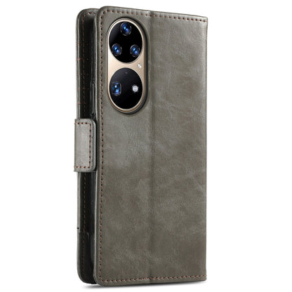 For Huawei P50 Pro CaseNeo Business Splicing Dual Magnetic Buckle Horizontal Flip PU Leather Case with Holder & Card Slots & Wallet(Grey) - Huawei Cases by buy2fix | Online Shopping UK | buy2fix