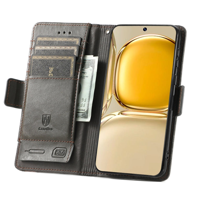 For Huawei P50 Pro CaseNeo Business Splicing Dual Magnetic Buckle Horizontal Flip PU Leather Case with Holder & Card Slots & Wallet(Grey) - Huawei Cases by buy2fix | Online Shopping UK | buy2fix