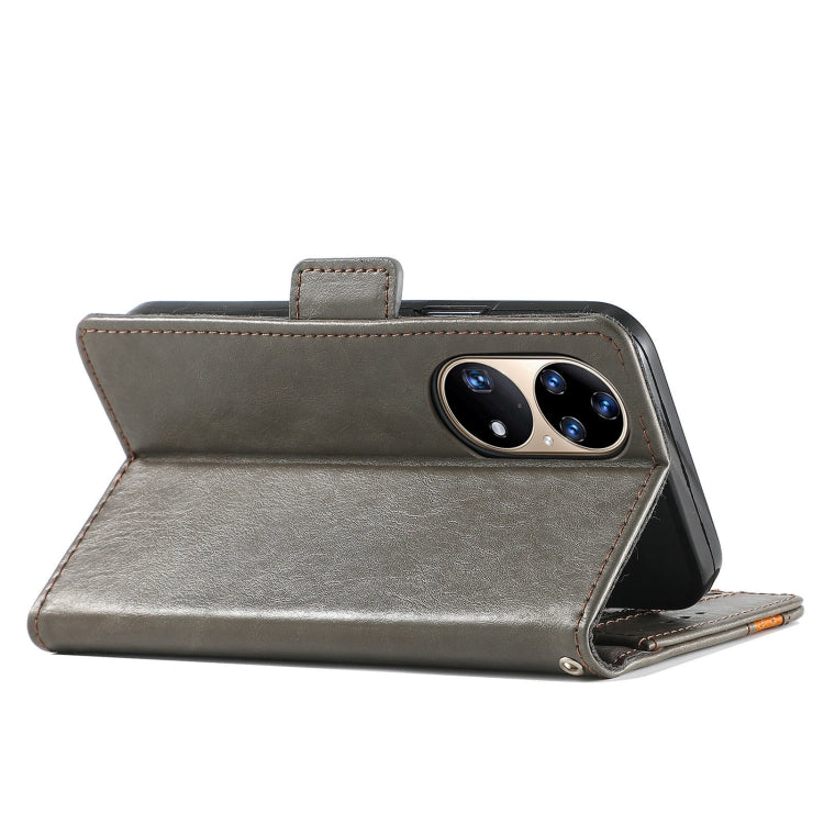 For Huawei P50 Pro CaseNeo Business Splicing Dual Magnetic Buckle Horizontal Flip PU Leather Case with Holder & Card Slots & Wallet(Grey) - Huawei Cases by buy2fix | Online Shopping UK | buy2fix
