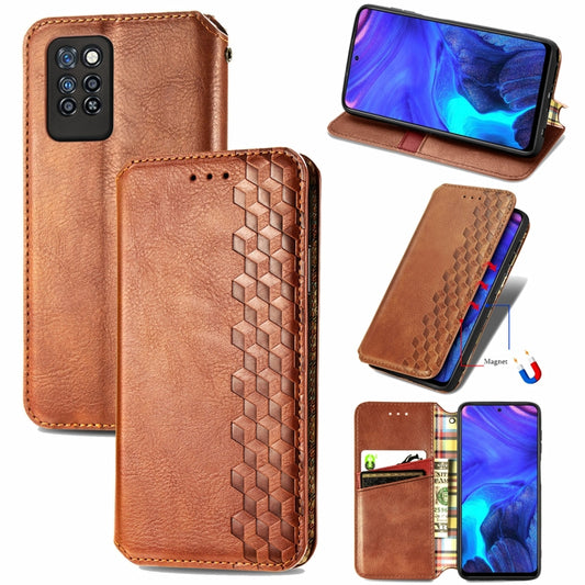 For Infinix Note 10 Pro Cubic Grid Pressed Horizontal Flip Magnetic PU Leather Case with Holder & Card Slots & Wallet(Brown) - Infinix Cases by buy2fix | Online Shopping UK | buy2fix