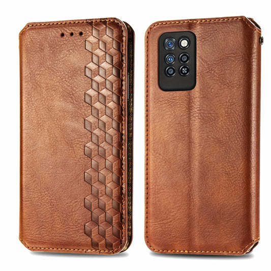 For Infinix Note 10 Pro Cubic Grid Pressed Horizontal Flip Magnetic PU Leather Case with Holder & Card Slots & Wallet(Brown) - Infinix Cases by buy2fix | Online Shopping UK | buy2fix