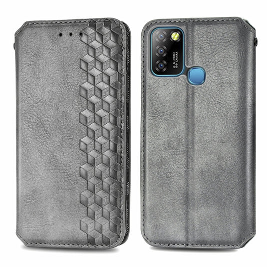 For Infinix Smart 5 Cubic Grid Pressed Horizontal Flip Magnetic PU Leather Case with Holder & Card Slots & Wallet(Grey) - Infinix Cases by buy2fix | Online Shopping UK | buy2fix