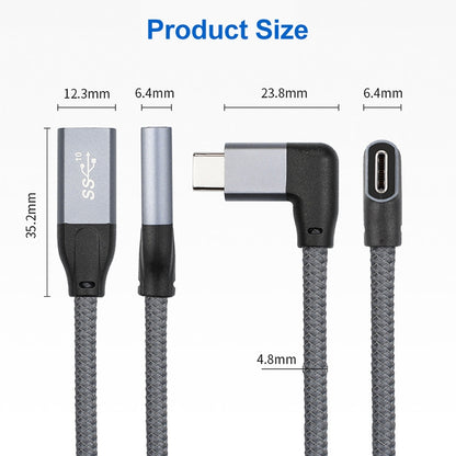 100W USB-C / Type-C Elbow Male to USB-C / Type-C Female Full-function Data Extension Cable, Cable Length:1.5m by buy2fix