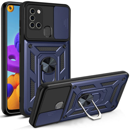For Samsung Galaxy A21s Sliding Camera Cover Design TPU+PC Protective Case(Blue) by buy2fix