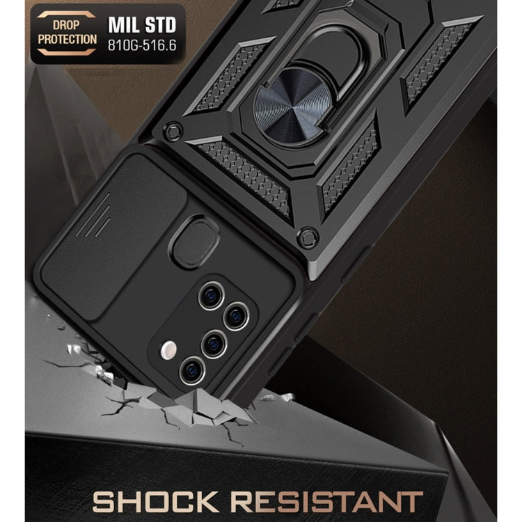 For Samsung Galaxy A21s Sliding Camera Cover Design TPU+PC Protective Case(Blue) by buy2fix