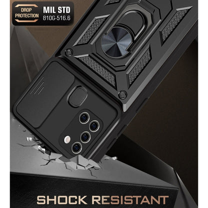 For Samsung Galaxy A21s Sliding Camera Cover Design TPU+PC Protective Case(Blue) by buy2fix