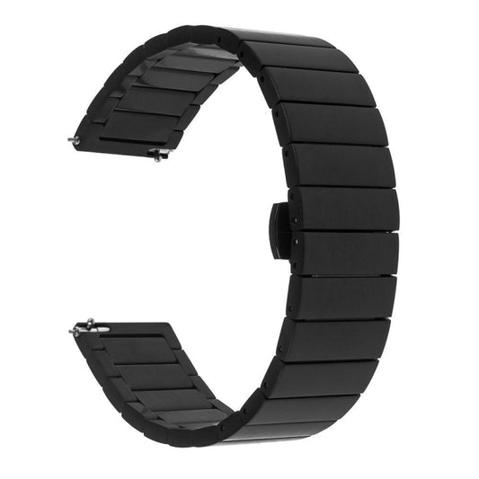 18mm For Samsung Smart Watch One-bead Steel Butterfly Buckle Watch Band(Black) - Watch Bands by buy2fix | Online Shopping UK | buy2fix