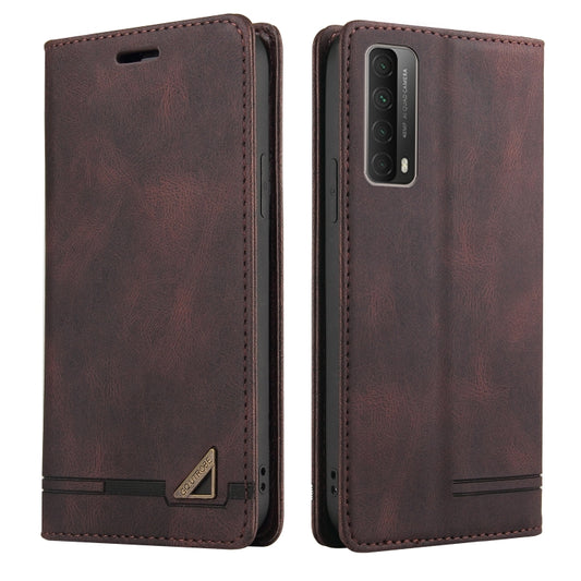 For Huawei P Smart 2021 Skin Feel Anti-theft Brush Horizontal Flip Leather Case with Holder & Card Slots & Wallet(Brown) - Huawei Cases by buy2fix | Online Shopping UK | buy2fix