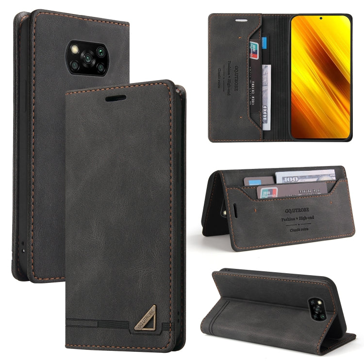 For Xiaomi Poco X3 NFC Skin Feel Anti-theft Brush Horizontal Flip Leather Case with Holder & Card Slots & Wallet(Black) - Xiaomi Cases by buy2fix | Online Shopping UK | buy2fix