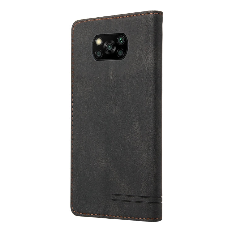 For Xiaomi Poco X3 NFC Skin Feel Anti-theft Brush Horizontal Flip Leather Case with Holder & Card Slots & Wallet(Black) - Xiaomi Cases by buy2fix | Online Shopping UK | buy2fix