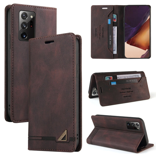 For Samsung Galaxy Note20 Ultra Skin Feel Anti-theft Brush Horizontal Flip Leather Case with Holder & Card Slots & Wallet(Brown) by buy2fix
