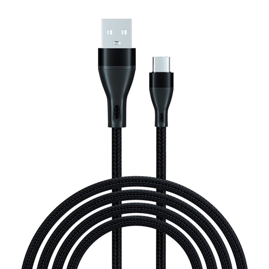 ADC-001 3A USB to USB-C / Type-C Weave Fast Charging Data Cable, Length:1m(Black) by buy2fix