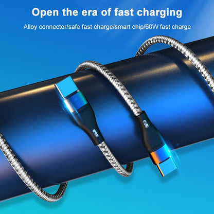 ADC-004 USB-C / Type-C to USB-C / Type-C PD Fast Charging Weave Data Cable, Length:1m(Silver) by buy2fix