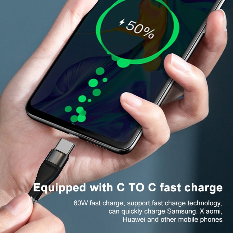 ADC-004 USB-C / Type-C to USB-C / Type-C PD Fast Charging Weave Data Cable, Length:1m(Black) by buy2fix