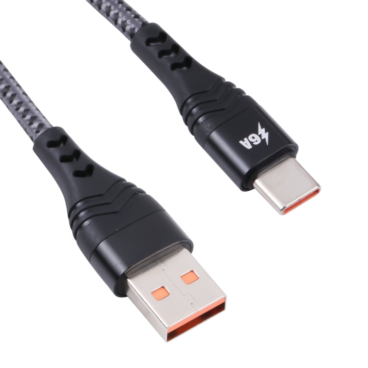 ADC-005 6A USB to USB-C / Type-C Weave Fast Charging Data Cable, Length:1m(Black) by buy2fix