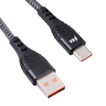 ADC-005 6A USB to USB-C / Type-C Weave Fast Charging Data Cable, Length:1m(Black) by buy2fix