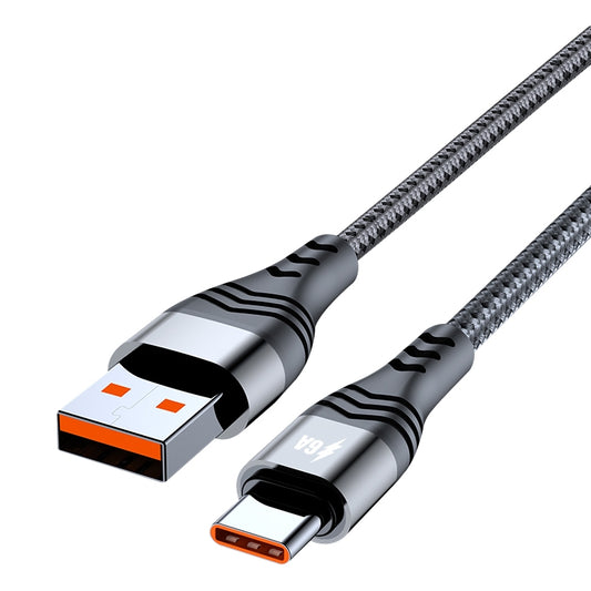 ADC-005 6A USB to USB-C / Type-C Weave Fast Charging Data Cable, Length:1m(Silver) by buy2fix