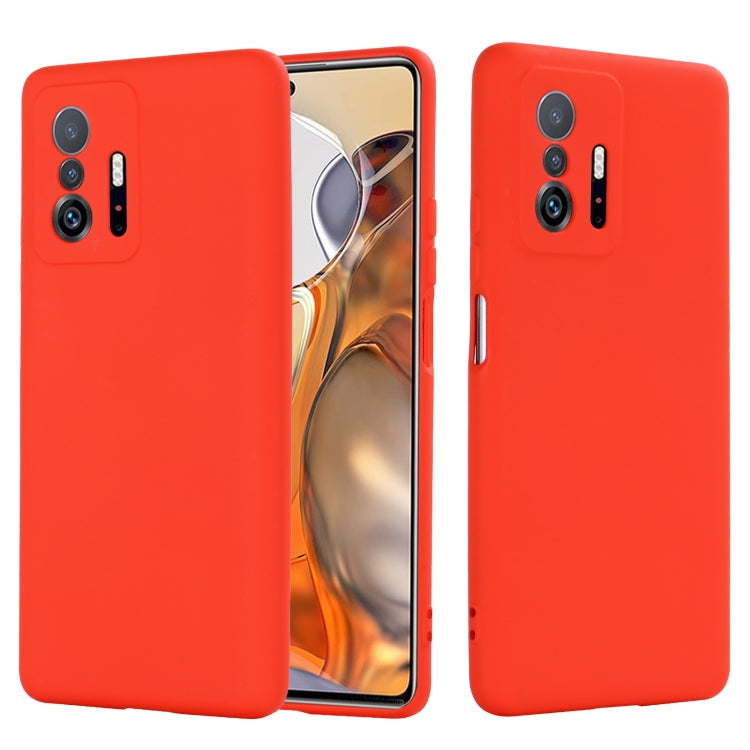 For Xiaomi 11T 5G Solid Color Liquid Silicone Dropproof Full Coverage Protective Case(Red) by buy2fix