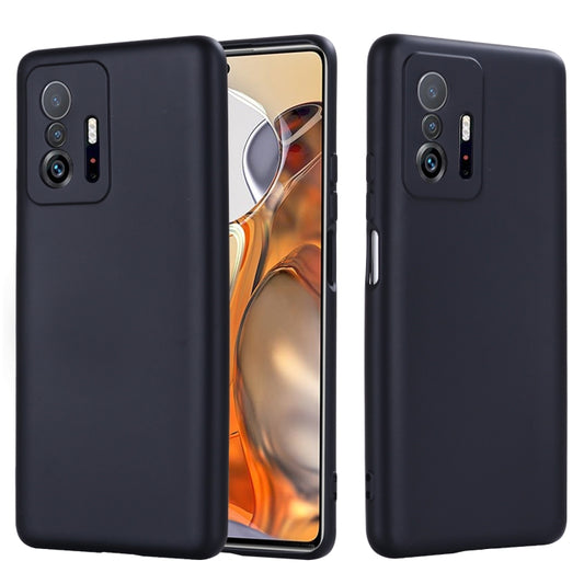 For Xiaomi 11T 5G Solid Color Liquid Silicone Dropproof Full Coverage Protective Case(Black) by buy2fix