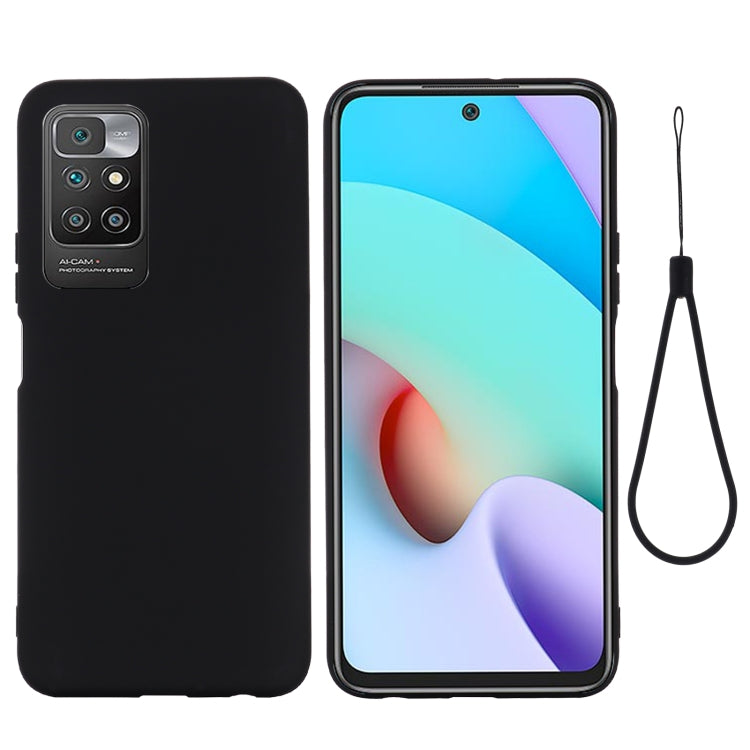 For Xiaomi Redmi 10 Solid Color Liquid Silicone Dropproof Full Coverage Protective Case(Black) by buy2fix