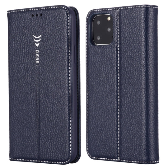 For iPhone 11 Pro Max GEBEI PU+TPU Horizontal Flip Protective Case with Holder & Card Slots(Blue)