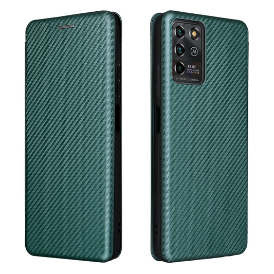For ZTE Blade V30 Vita Carbon Fiber Texture Horizontal Flip TPU + PC + PU Leather Case with Card Slot(Green) - ZTE Cases by buy2fix | Online Shopping UK | buy2fix