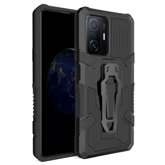 For Xiaomi Mi 11T / 11T Pro Armor Warrior Shockproof PC + TPU Protective Case(Black) by buy2fix