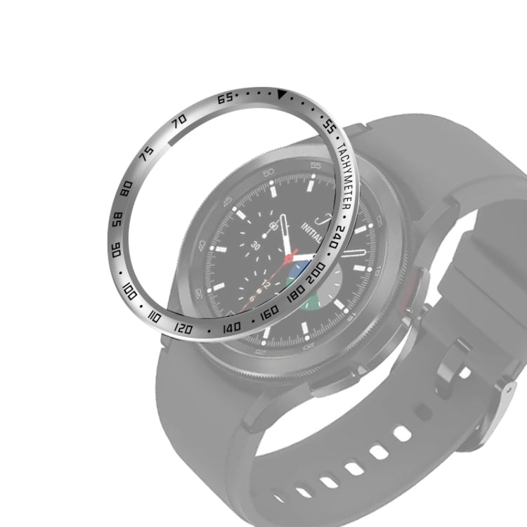 For Samsung Galaxy Watch4 Classic 46mm Smart Watch Steel Bezel Ring, E Version(Silver Ring Black Letter) - Watch Cases by buy2fix | Online Shopping UK | buy2fix