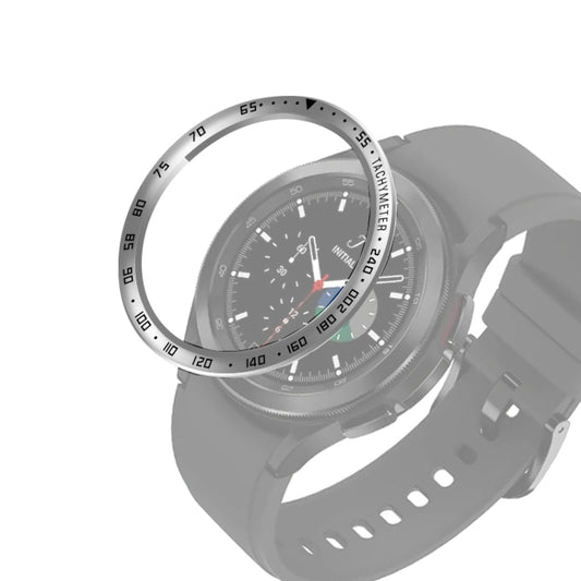 For Samsung Galaxy Watch4 Classic 46mm Smart Watch Steel Bezel Ring, E Version(Silver Ring Black Letter) - Watch Cases by buy2fix | Online Shopping UK | buy2fix