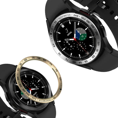 For Samsung Galaxy Watch4 Classic 46mm Smart Watch Steel Bezel Ring, E Version(Silver Ring Black Letter) - Watch Cases by buy2fix | Online Shopping UK | buy2fix