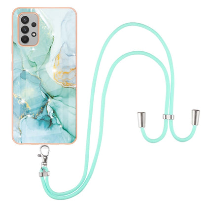 For Samsung Galaxy A32 4G EU Version Electroplating Marble Pattern IMD TPU Shockproof Case with Neck Lanyard(Green 003) - Galaxy Phone Cases by buy2fix | Online Shopping UK | buy2fix