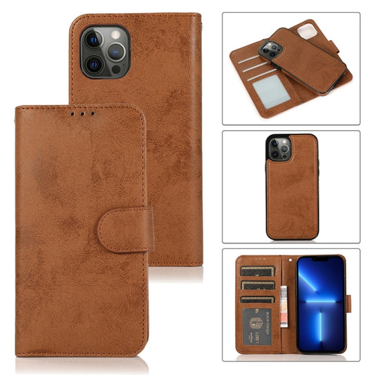 For iPhone 13 Pro Max Retro 2 in 1 Detachable Magnetic Horizontal Flip TPU + PU Leather Case with Holder & Card Slots & Photo Frame & Wallet (Brown) - iPhone 13 Pro Max Cases by buy2fix | Online Shopping UK | buy2fix