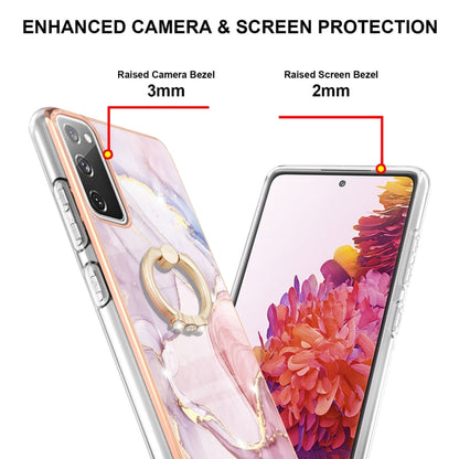 For Samsung Galaxy S20 FE 5G / 4G Electroplating Marble Pattern IMD TPU Shockproof Case with Ring Holder(Rose Gold 005) by buy2fix