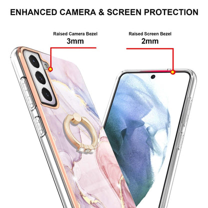 For Samsung Galaxy S21 FE 5G Electroplating Marble Pattern IMD TPU Shockproof Case with Ring Holder(Rose Gold 005) - Galaxy Phone Cases by buy2fix | Online Shopping UK | buy2fix
