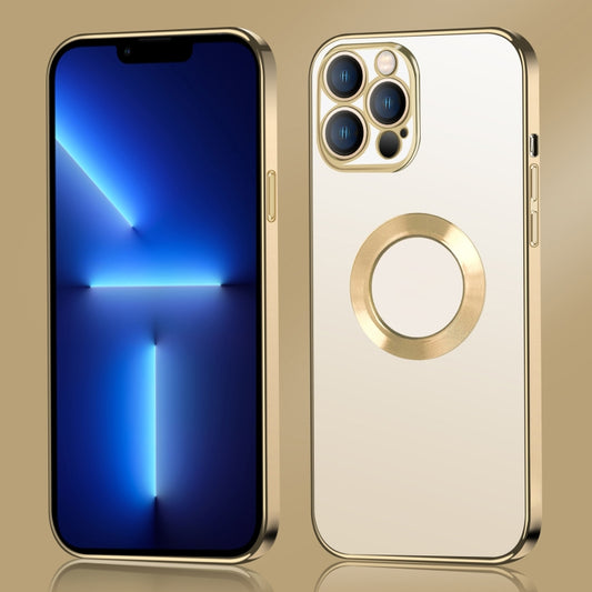 For iPhone 13 Pro 9D Electroplated Edge Metal Ring Clear PC + TPU Shockproof Case (Gold) - iPhone 13 Pro Cases by buy2fix | Online Shopping UK | buy2fix