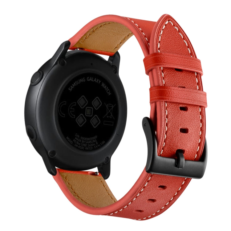 For Samsung Galaxy Watch 3 45mm Leather Watch Band(Red) - Watch Bands by buy2fix | Online Shopping UK | buy2fix