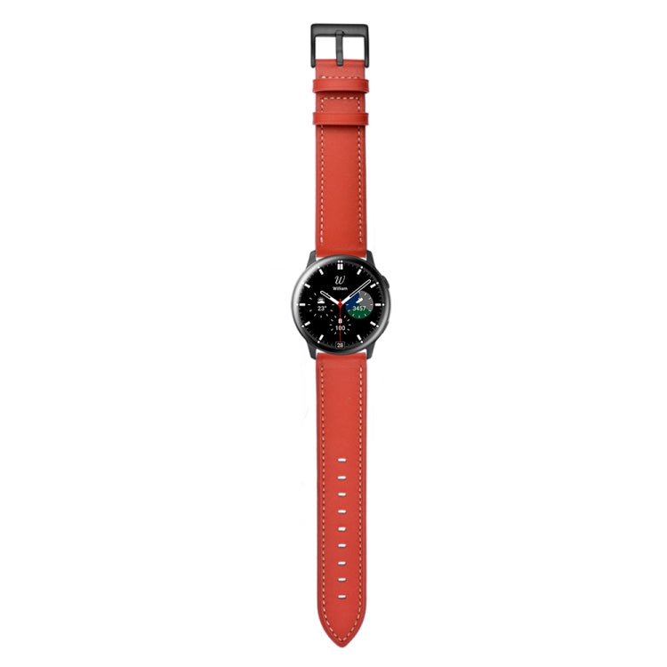 For Samsung Galaxy Watch 3 45mm Leather Watch Band(Red) - Watch Bands by buy2fix | Online Shopping UK | buy2fix