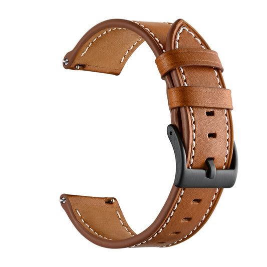 For Samsung Galaxy Watch 3 45mm Leather Watch Band(Brown) - Watch Bands by buy2fix | Online Shopping UK | buy2fix